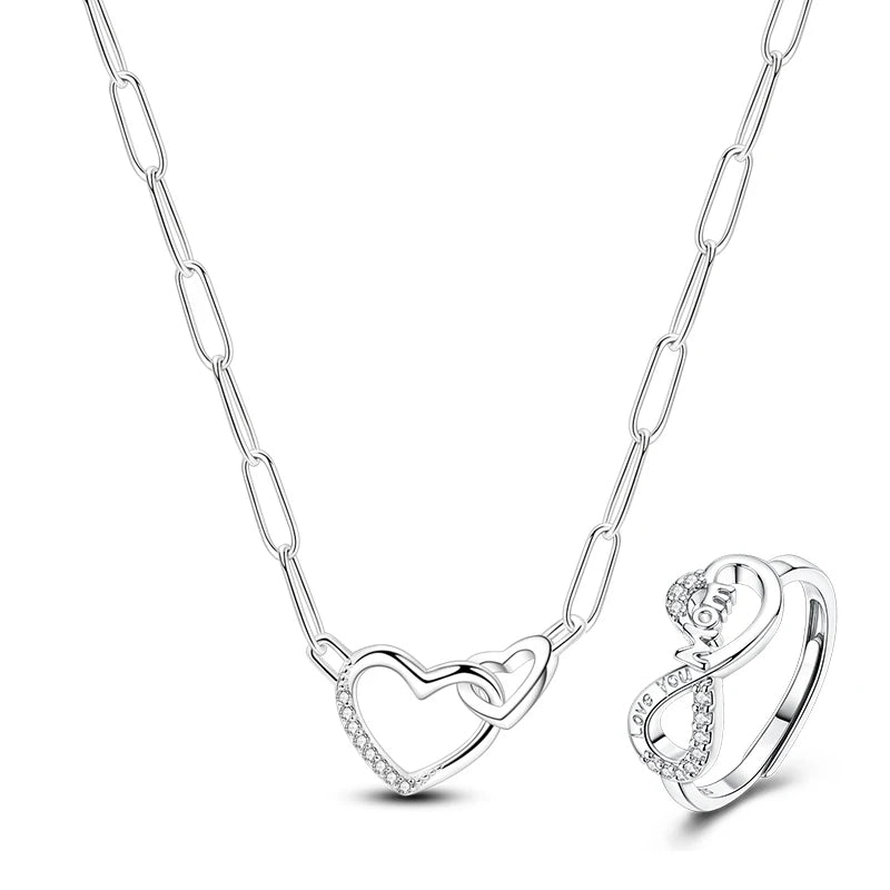 Luxury Necklace 925 Silver Original Sterling Zircon Dragonfly Butterfly Firefly Star Moon Chain Link For Women Wedding Jewelry