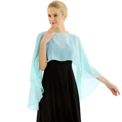 New Fashion Soft Wedding Capes Long Solid Color Chiffon Shrug Sunscreen Wraps Womens Ladies