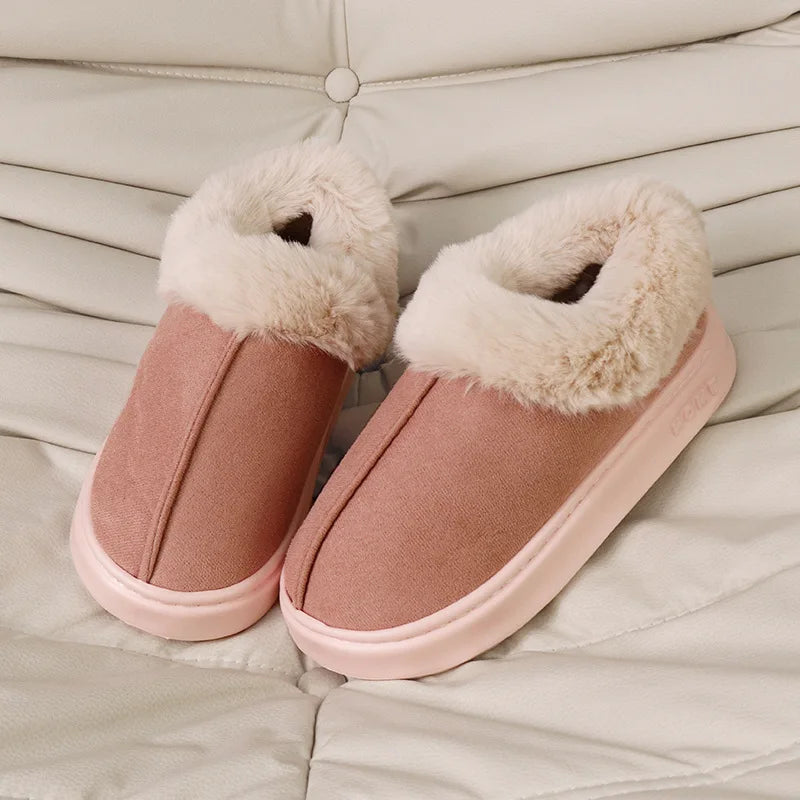 Thickened Warm Plush Snow Boots Women Winter 2025 Fluffy Faux Fur Cotton Shoes Woman Thick Sole Non Slip Comfort House Slippers