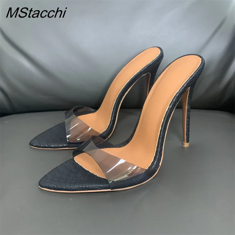 Super-high Heel Slippers Women Shoes Summer Peep Toe Mixed Colors Stiletto Sandals Sexy Party Ladies Shoes Luxury Woman Pumps
