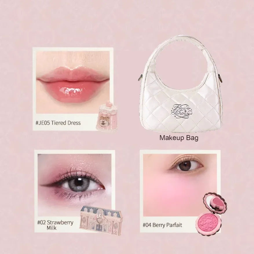 Flowerknows Makeup Set Gift Kit Shimmer Full Box Blush Long Lasting Velvet Lip Cream with Bag Kit De Maquiagem