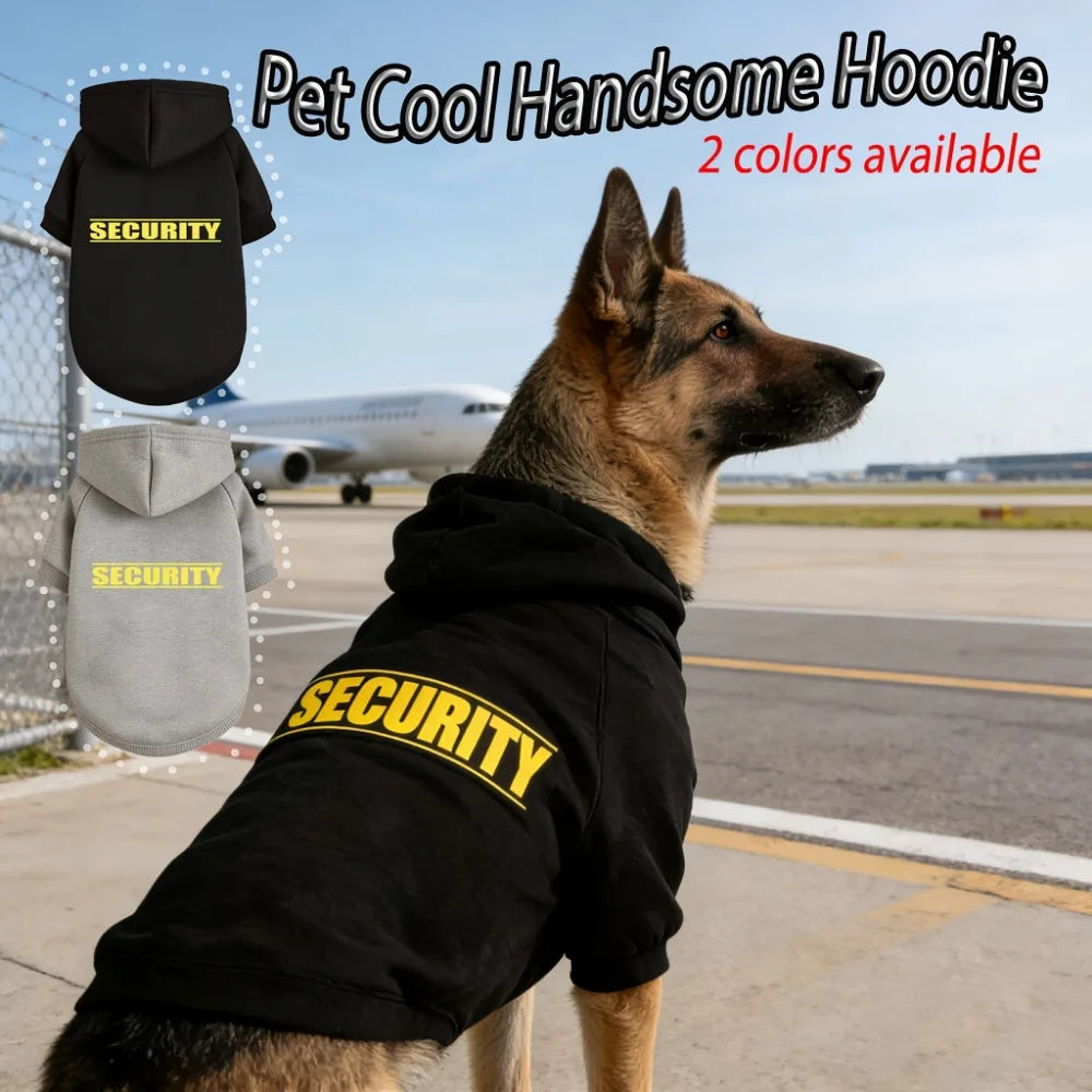 Security Printed Handsome Dog Hoodie Warm Pet Sportswear Medium and Large Dogs Outdoor Safety Pet Clothing  Dog Clothing