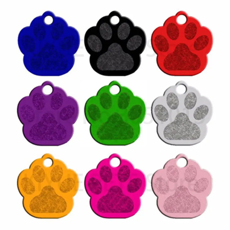 Wholesale 100Pcs Paw Pet Dog ID Tag Custom Engraved Name Plate Phone Dogs ID Tags Personalized Aluminum Pet Pendant Key Chain