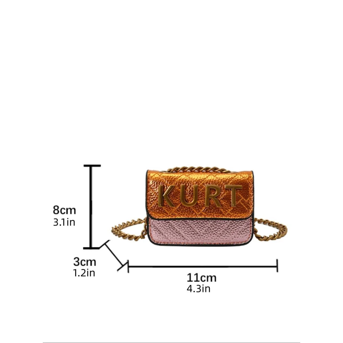 Mini Magnetic Crossbody Bag, Letter Flap & Chain Strap, Zipper Closure, Multi-Color for Daily & Office.