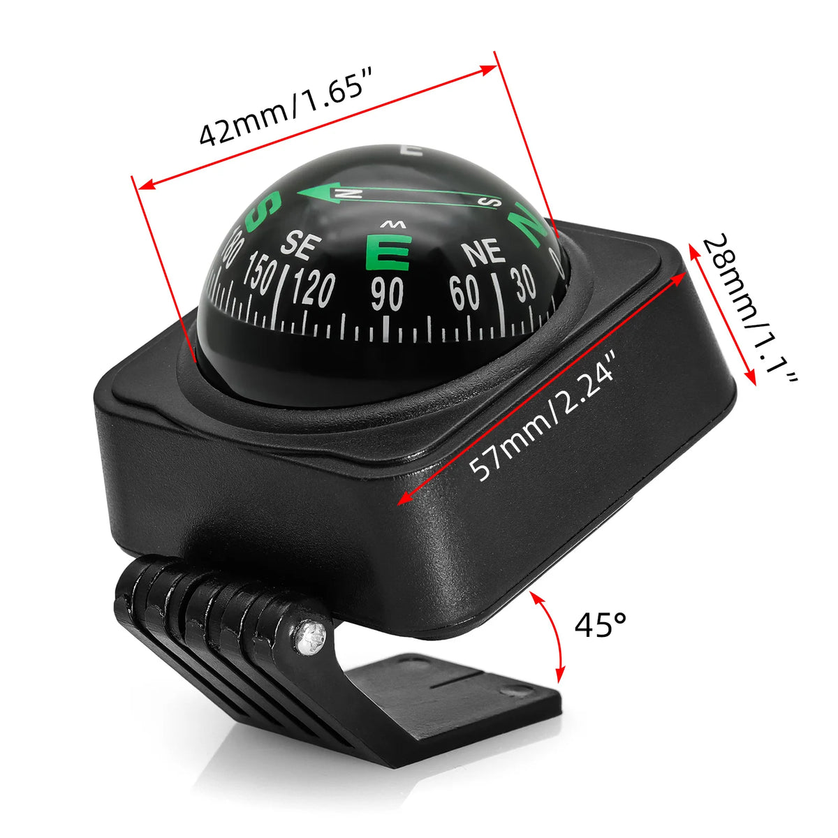 Portable Outdoor Hiking Car Compass Navigation Dashboard Ball Shaped Compass for Boat Vehicle Cycling Direction Pointing Guide