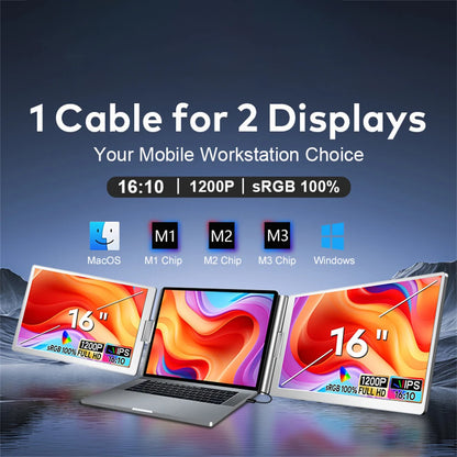 Dual Screen Display 14" to 16" Extended Multiple Monitor Laptop Sub Screen Triple LCD Extender Compatible with All PC Rospider