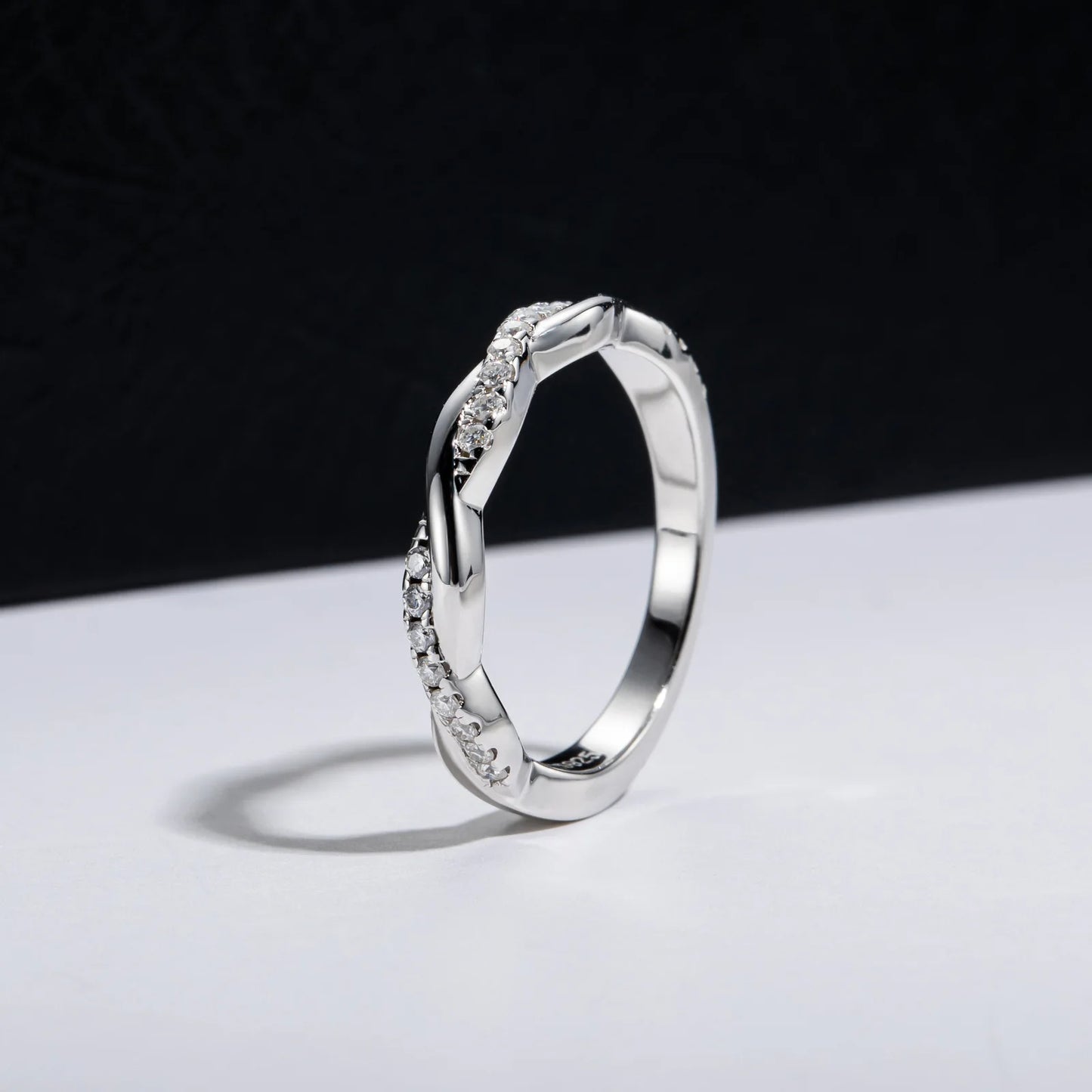 Carnica Luxury 925 Sterling Silver 1CT Real Moissanite Ring for Women Sugar Cube Pull-twist Arm GRA Diamond Wedding Jewelry Gift