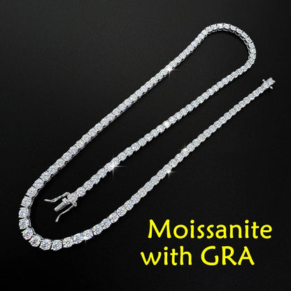 Moissanite Tennis Necklace Women Luxury Anniversary Wedding Bridal Gift for Wife 3/4/5MM D VVS1 S925 Sterling Silver