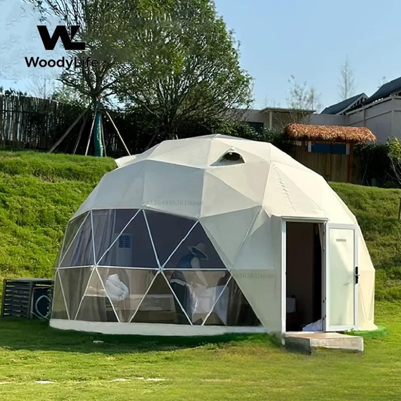 Geodesic Dome Manor Greenhouse Tent Leisure Resort Vacation Outdoor Glamping Round Tent Transparent Starry Sky Luxury Hotel Dome