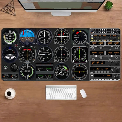 Airplane Dashboard Mouse Pad Large Rubber Base Anti-slip PC Desk Accessories Mousepad for Office & Gamer Keyboard Mats Decor Mat