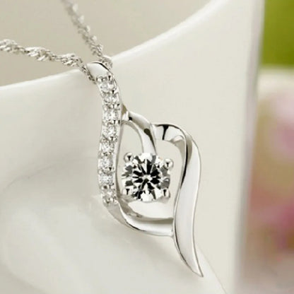 925 Sterling Silver Necklace For Women Zircom With White Gold Plated Lab Diamond Jewelry Wedding Pendant N25