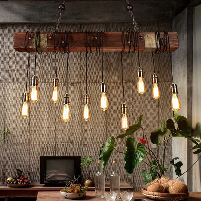 Retro Wood E27 LED Ceiling Lamp Antique Industrial Chandelier Lighting LOFT Bar luminaire Vintage Pendant Lights lustre