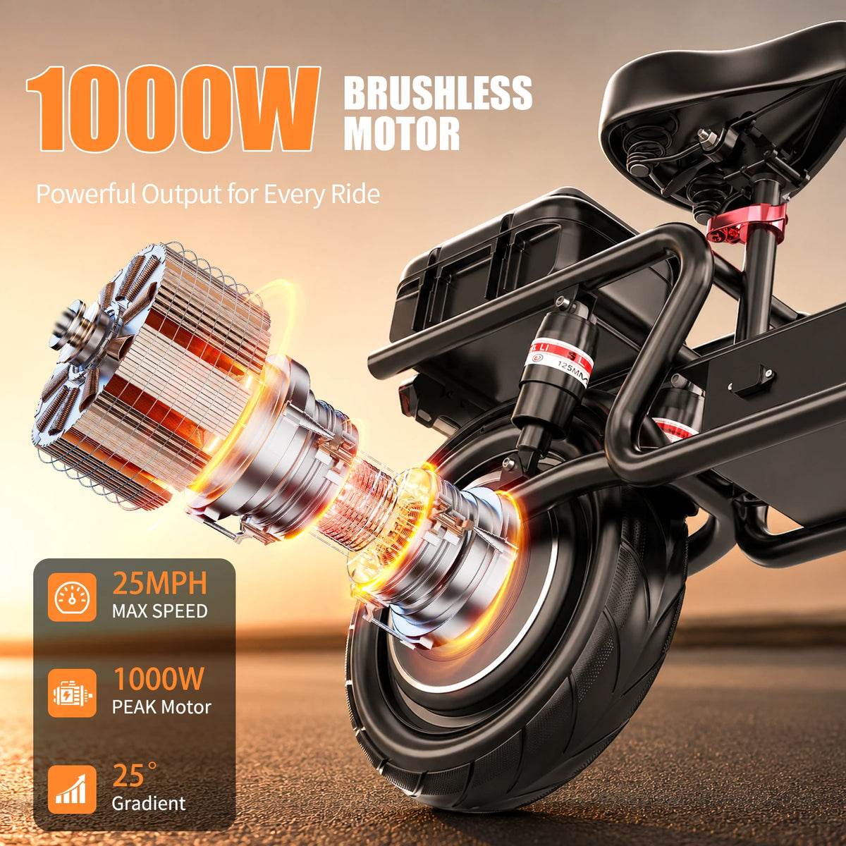 ASKGO Electric Scooter with Seat, 1000W Peak, 25MPH Top Speed, 35 Miles Range with 15Ah Battery, 14" Foldable Adult E Scooter, Dual Suspension & Dual Brake, Waterproof Rear Storage Box for Commuting and Shopping
