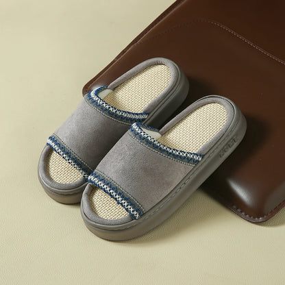 Hemp Casual Women's Slippers Home Spring Summer Luxury Designer Woman Shoes Flat Fashion Indoor Footwear Elegant Platform Slides