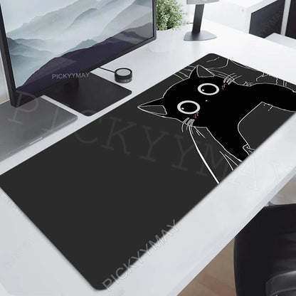 Gaming Mousepads Mousepad Black Cat Large Mouse Mat Office Desk Pads Non-Slip Rubber Gamer Mouse Pad Big Keyboard Mats