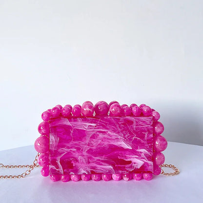Luxury Design Shoulder Crossbody Bag Fashion New Evening Clutch Bag Ladies Handbag Acrylic Transparent Small Square Bag Female