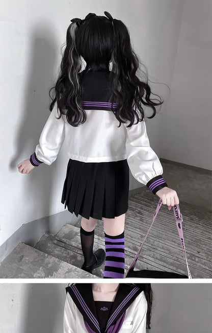 jk uniform Japanese student JK sailor suit long-sleeved intermediate suit Cosplay-Friendly Uniform Cute Japanese Style Uniform