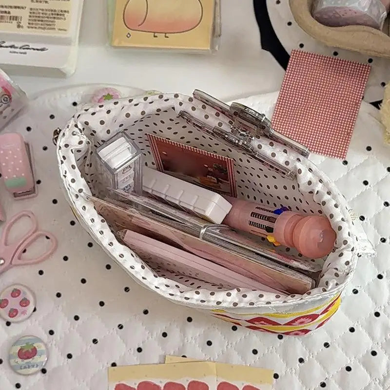 Kawaii Fashion Patchwork Strawberry Handbag Unique Cake Bag for Women Luxury Tote Purse for Gift Birthday or Party