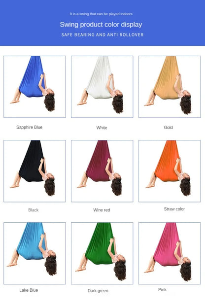 Sensory Swing for Children's Child 150X280CM Home Hammock Hangemock Adjustable Yoga Fitness Tool with Extension Straps Carabiner