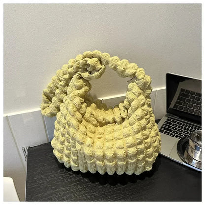 Crossbody Bag With Pleated Design Embroidered Plaid Shoulder Bag Underarm Bags Simple Large Capacity Quilted Tote Bags For Women