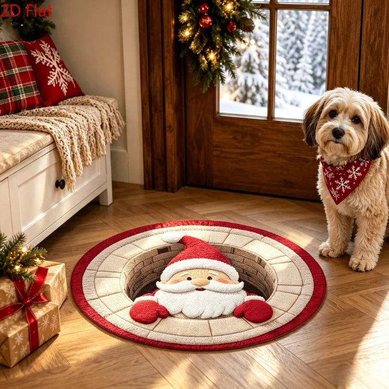 Christmas Day Rugs for Bedroom Anti-slip Bedside Red Rug Round Living Room Decoration Waterproof Carpet Washable Study Floor Mat