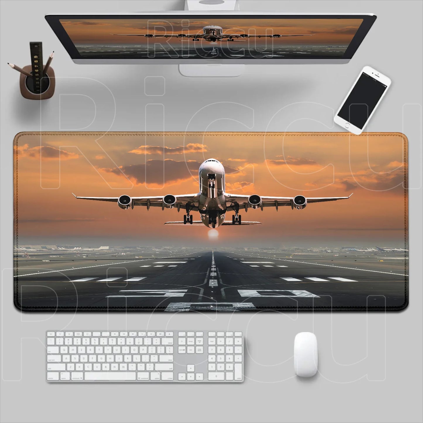 HD Airplane Speedometer Mouse Pads Plane Instrument Panel XXL Mousepad Non-slip Rubber Desk Mat Pc Gamer Deskmat Cockpit Playmat