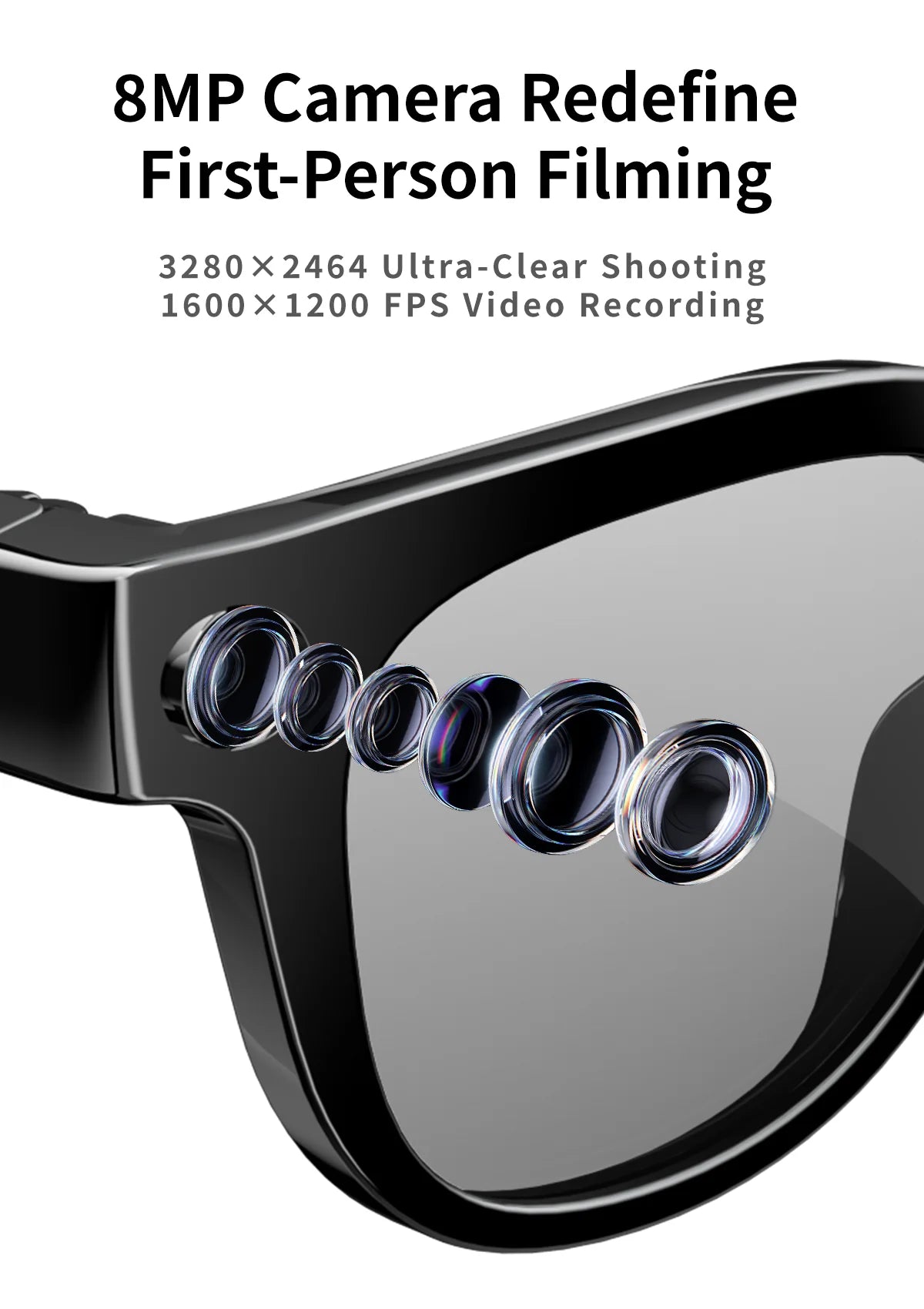 2026 New AI Smart Glasses with Video Camera Outdoor Sunglasses Wi-Fi Transfer BT Calling Audio Record Smart Wearable Headset