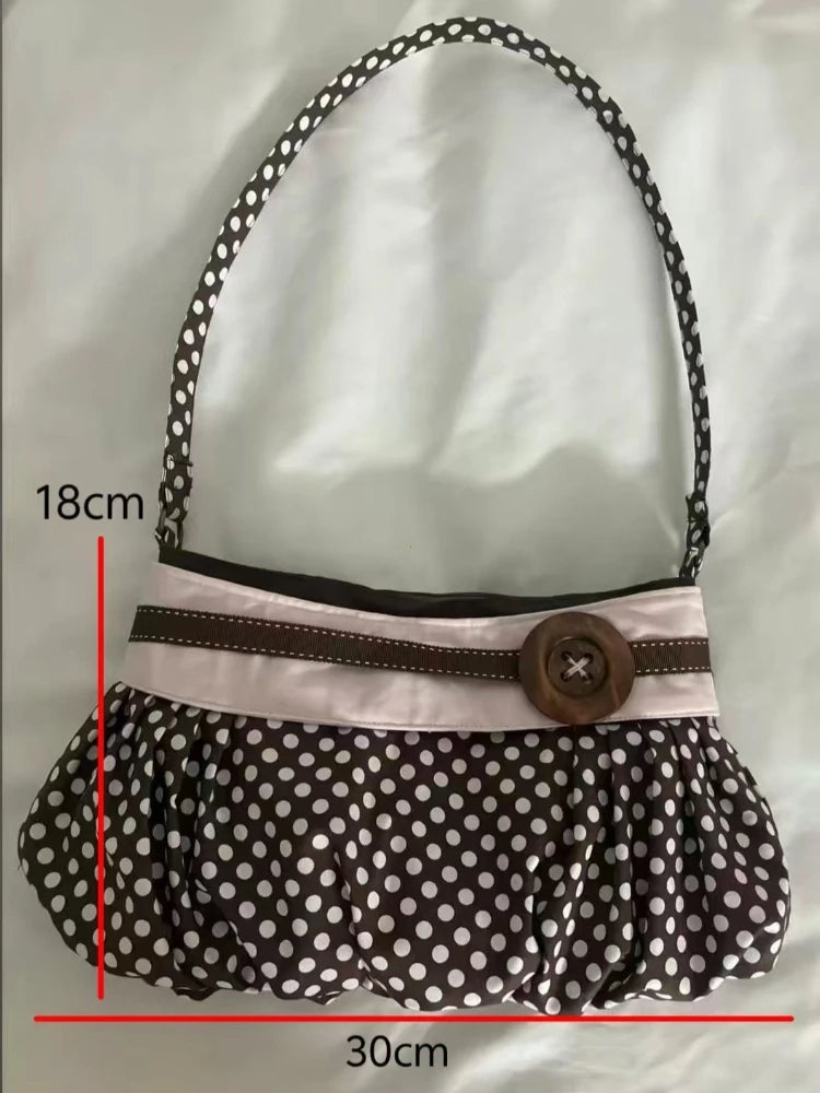 Fashion Messenger Bags for Women 2026 New Arrive Vintage Polka Dot Handbag Korean Large-capacity Tote Bags Casual Shoulder Bags