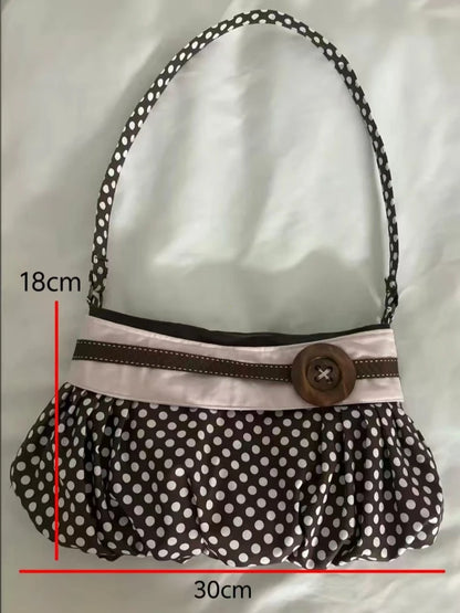 Fashion Messenger Bags for Women 2026 New Arrive Vintage Polka Dot Handbag Korean Large-capacity Tote Bags Casual Shoulder Bags