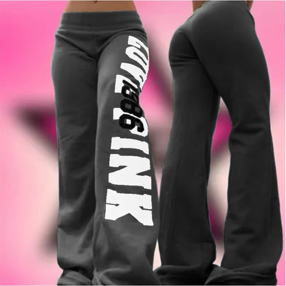2000s American retro letter print casual trousers versatile hot girl style high street Harajuku style women's casual trousers