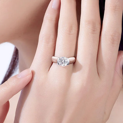Carnica Luxury 925 Sterling Silver 2CT Real Moissanite Ring for Women GRA Simple Diamond Wedding Jewelry Gift Brilliant Hot New