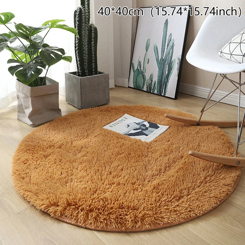 New Fluffy Wool Rug Living Room Carpets Faux Fur Round Mat Kids Room Long Plush Rugs Home Bedroom Decor Shaggy Carpet