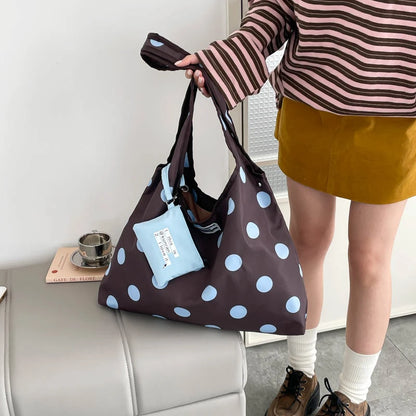 New Large Capacity Tote Handbag Polka Dot Shoulder Bag Fashion Top-Handle Bags Vintage Hobo Bucket Bag Commuting Underarm Pouch