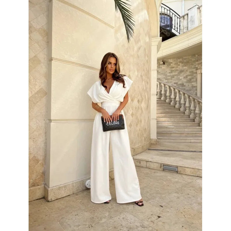 Jumpsuits Women 2026 Rompers New V-Neck Solid Color Sleeveless Cinched Waist Jumpsuit from Women's Clothing