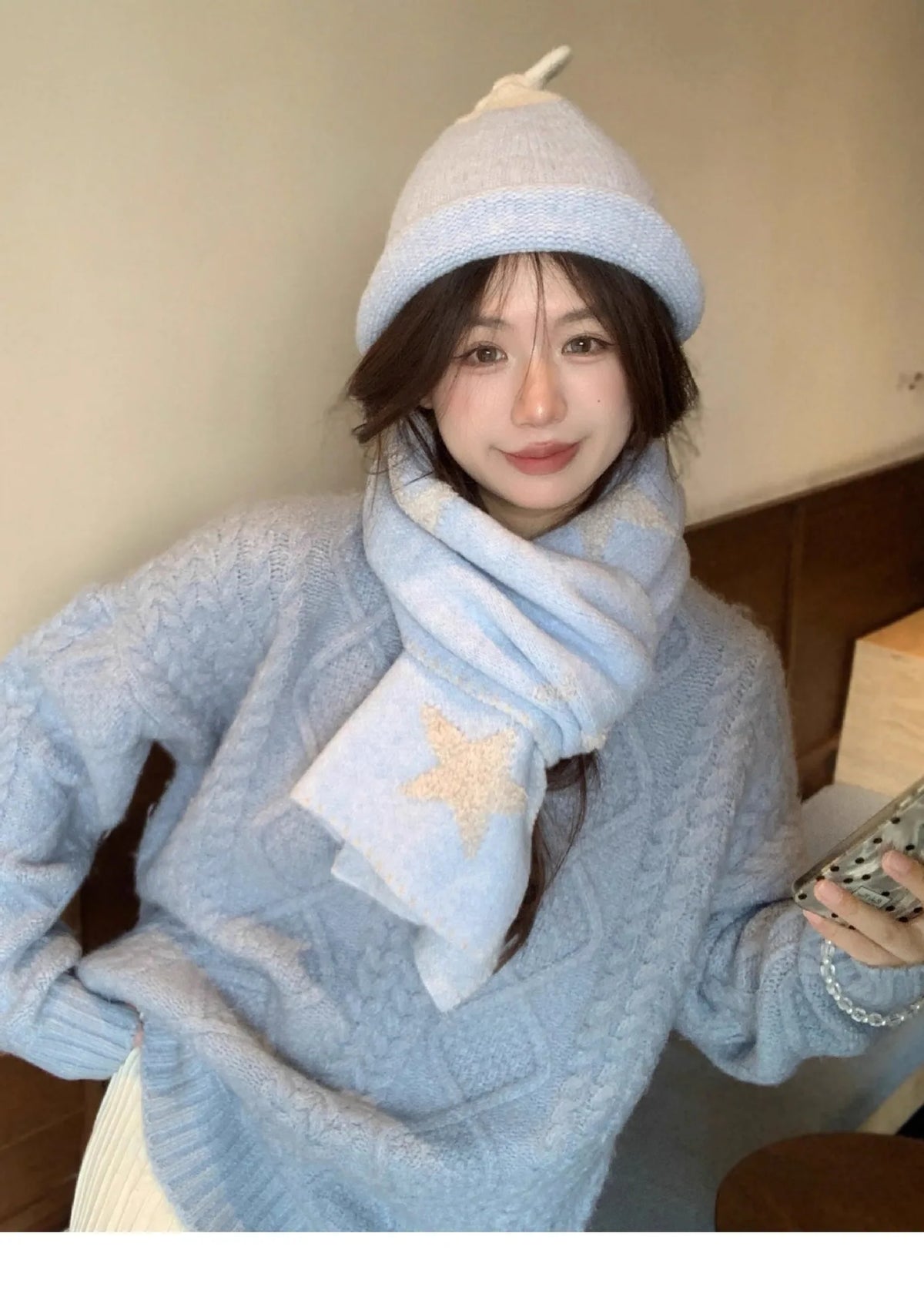 Women's Scarves Korean Star Sweet Kawaii Thickened Warm High Quality Shawl For Girl Versatile Cute Preppy Style Scarf Winter
