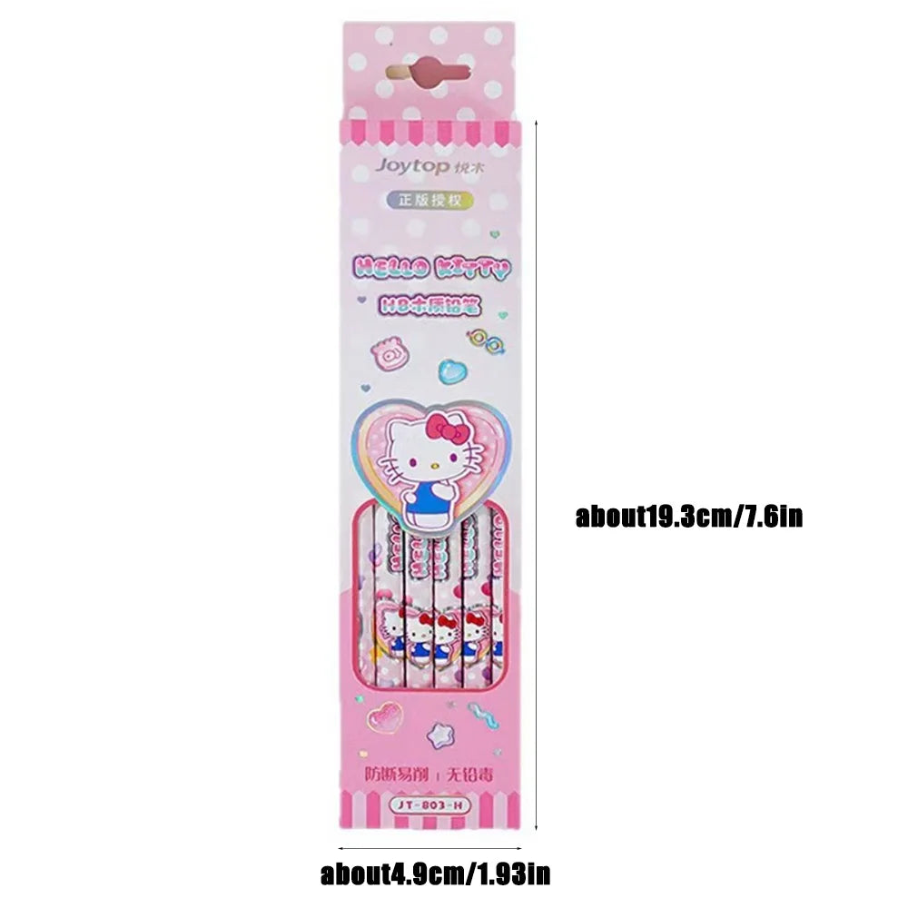 12Pcs Genuine Sanrio Hello Kitty HB Pencil Cartoon Kt Cat Student Drawing Pencils School Stationery Rewards Friend Birthday Gift