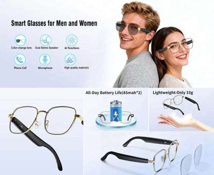 Smart Audio Glasses with Real-Time Translation Hi-Fi Music Playback Noise-Cancelling Voice Calls And Photochromic Lenses