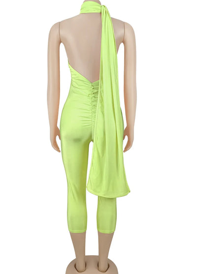 Beyprern Elegant Pink Halter Backless Jumpsuits for Women Sexy Bodycon Jumpsuit Club Party Night Outfits Rompers 2026
