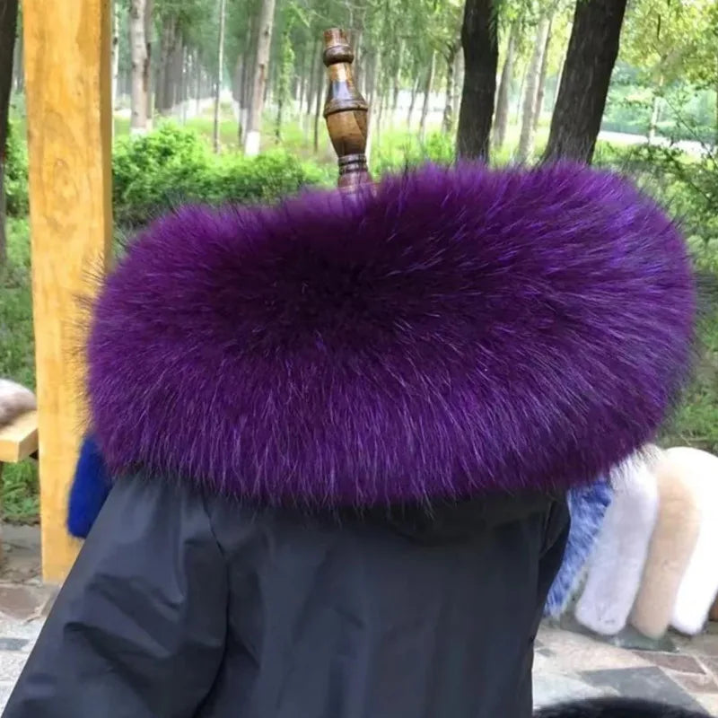 2025 Winter Raccoon Fur Collar Women Men Luxury Natural Fur Hood Trim Decors For Coat Jacket  Genuine Real Fur Shawls Scarves
