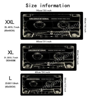 Retro Cassette Tape Mouse Pad Large Computer Office Game Table Mat Rubber Anti-slip Stitched Keyboard Mat 90x40 XXL Desk Pads