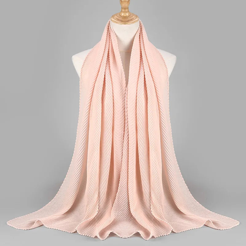 Women Plain Cotton Scarf Head Hijab Wrap Solid Full Cover-up Shawls Foulard Femme Headband Crinkle Muslim Hijabs Store 2024 NEW