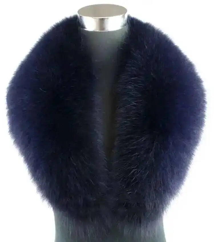 Natural Color Raccoon Fox Real Fur Collar Scarf Genuine Big Size Scarves Warp Shawl Neck Warmer Stole Muffler with Clip Loops #6