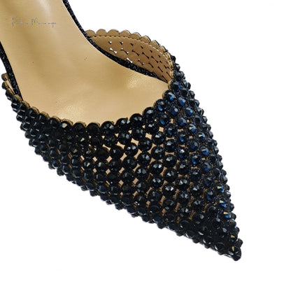 New Arrival Nigerian New Trending Cutout Style Navy Blue Elegant Women's Shoes and Party Wedding Bag