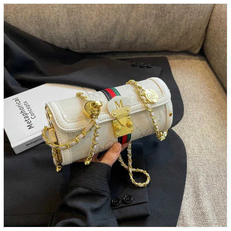 Light luxury brand-name high-end designer bag female 2025 new spring and summer niche shoulder bag messenger bag cylinder bag