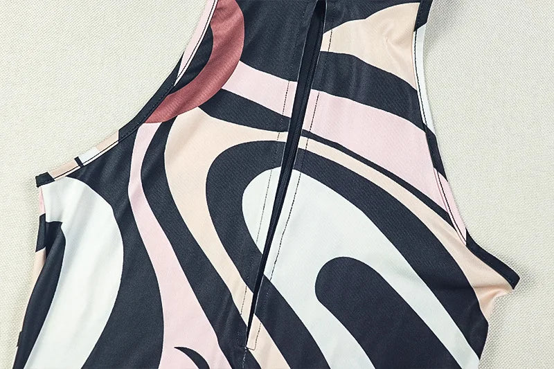 Zebra Print Jumpsuit Women o-Neck Sexy Hollow Off shoulder Sleeveless Skinny Peach Hip Hottie Street Fashion Overalls