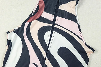 Zebra Print Jumpsuit Women o-Neck Sexy Hollow Off shoulder Sleeveless Skinny Peach Hip Hottie Street Fashion Overalls