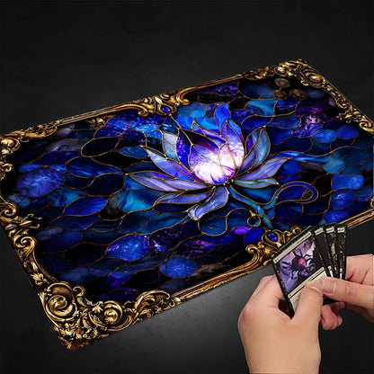 Colored Glass Style Black Lotus Design Magic Party Play Mat Durable Rubber for MTG&TCG Games 35X60cm Mouse Pad Offices Desk Mats