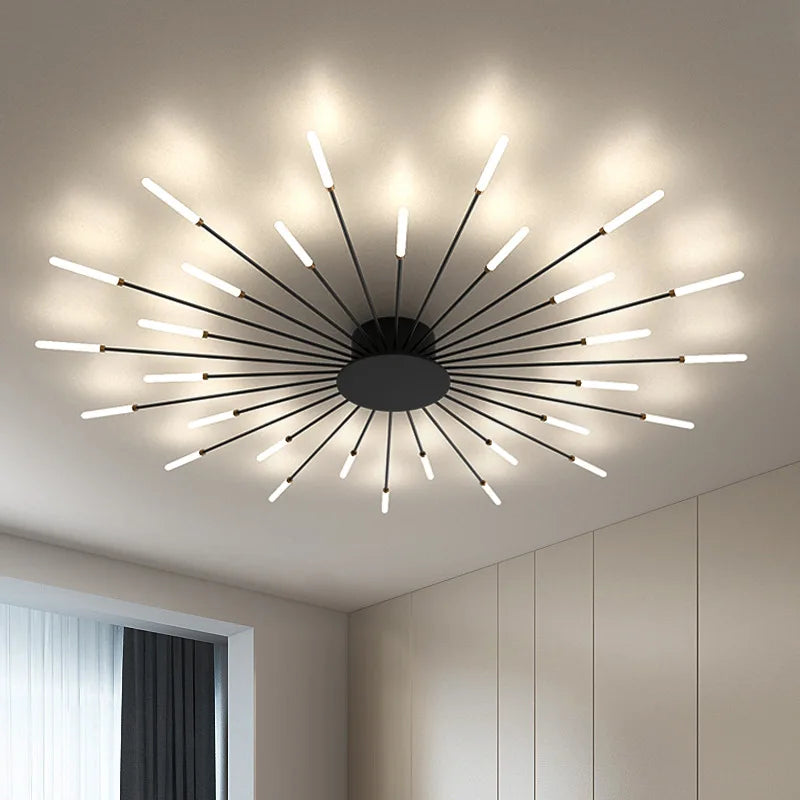 Minimalist LED Ceiling Lamp, Elegant Swirl Firework Design for Living Room, Bedroom, Dining Room