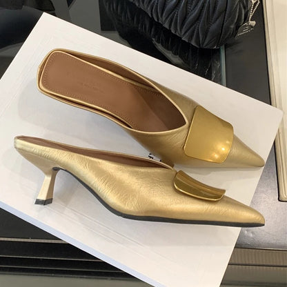 Luxury Womens Shoes High Heels Mules Shoes Pointed Toe Heeled Sandals for Women Elegant Party Slides 2025 Designer Shoes Zaoatos