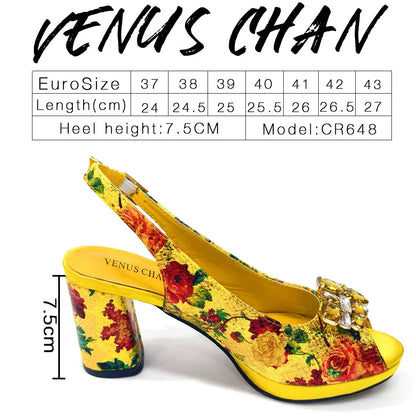 Venus Chan Italian Design Shoes and Bags Matching Set 2024 Women High Heel Party Purple Color Nigeria Wedding Bigger Size Shoes
